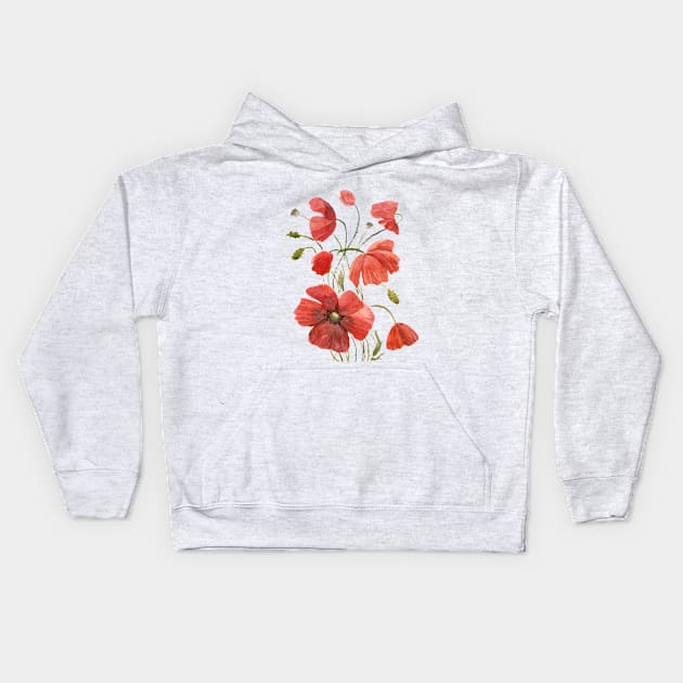 Poppies Kids Hoodie by AnnaY 